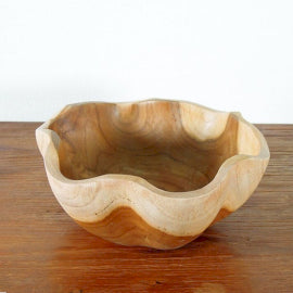 Medium Smooth Teakwood Fruit Bowl - 21x9cm