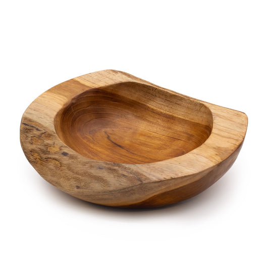 Large Natural Shape Teakwood Bowl - 25x7cm