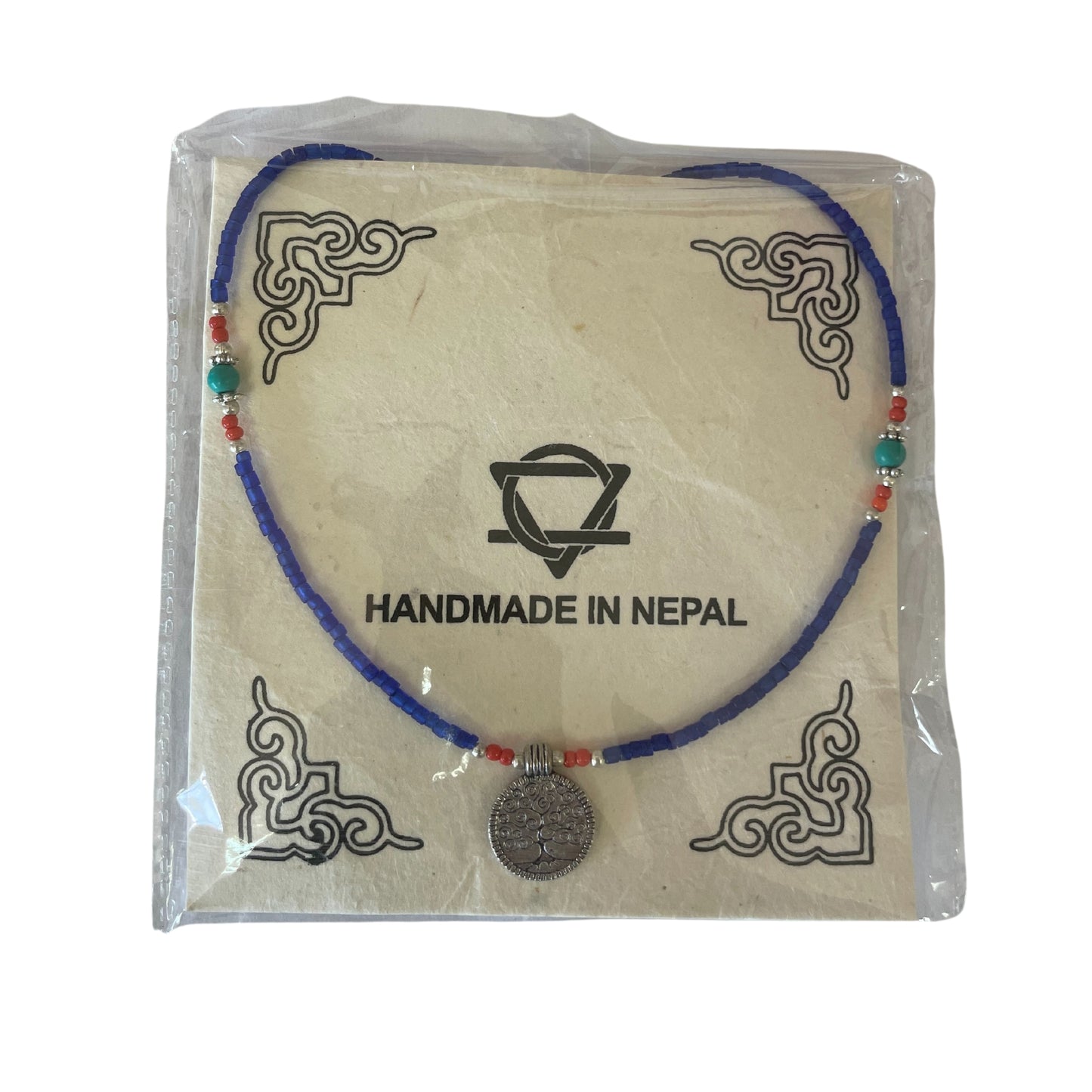 Nepalese Extra Fine Gem Necklace - Blue Onyx & Tree of Life