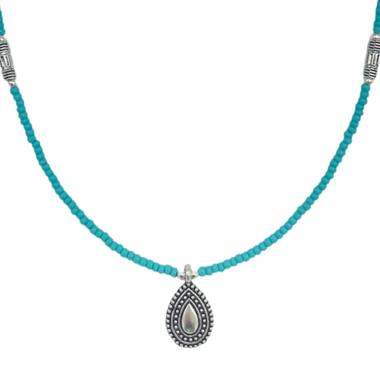 Nepalese Extra Fine Gem Necklace - Turquoise & Teardrop