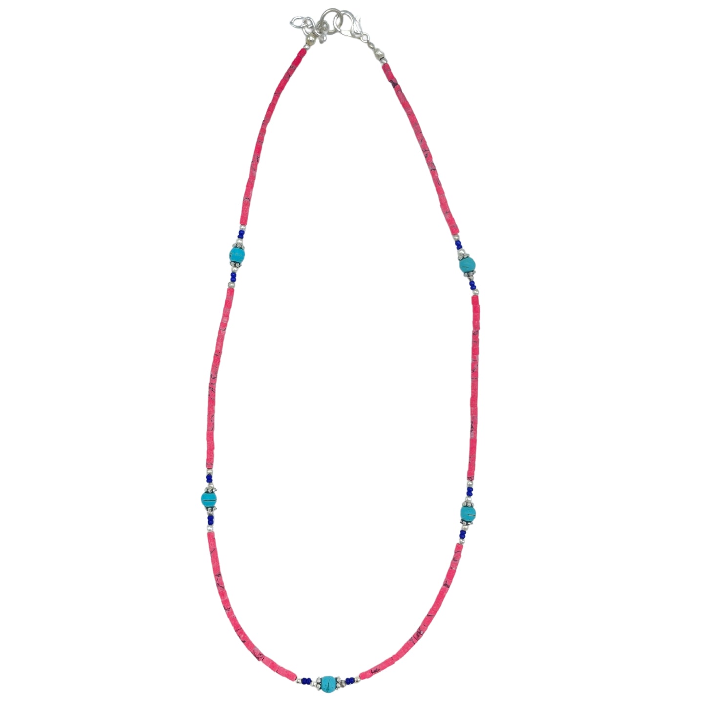 Nepalese Extra Fine Gem Necklace - Pink Coral & Turquoise Beads