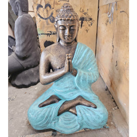 Large Turquoise & Gold Praying Buddha Statue - 1.2m Tall