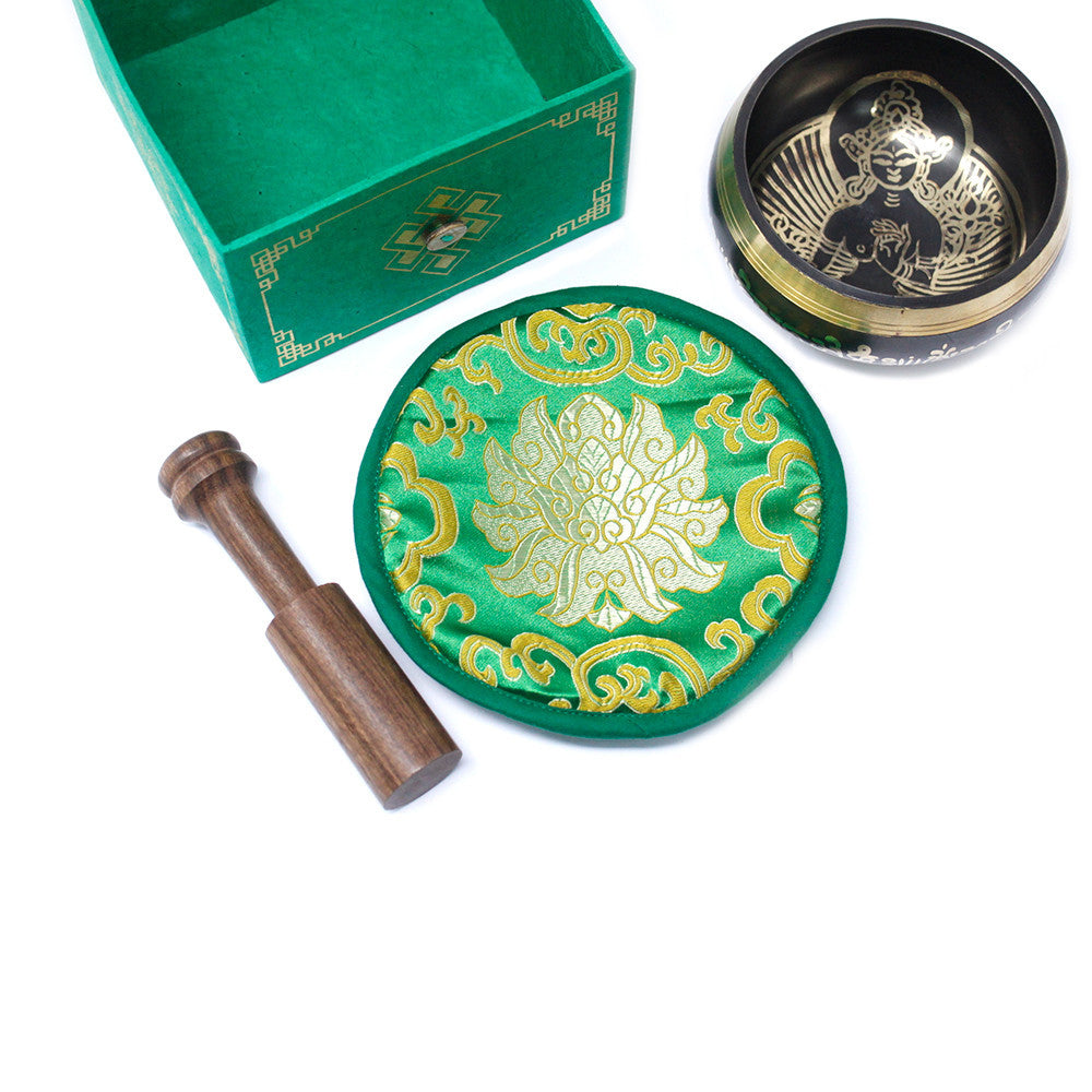 Green Tara Singing Bowl Set 10cm (min 380gm)