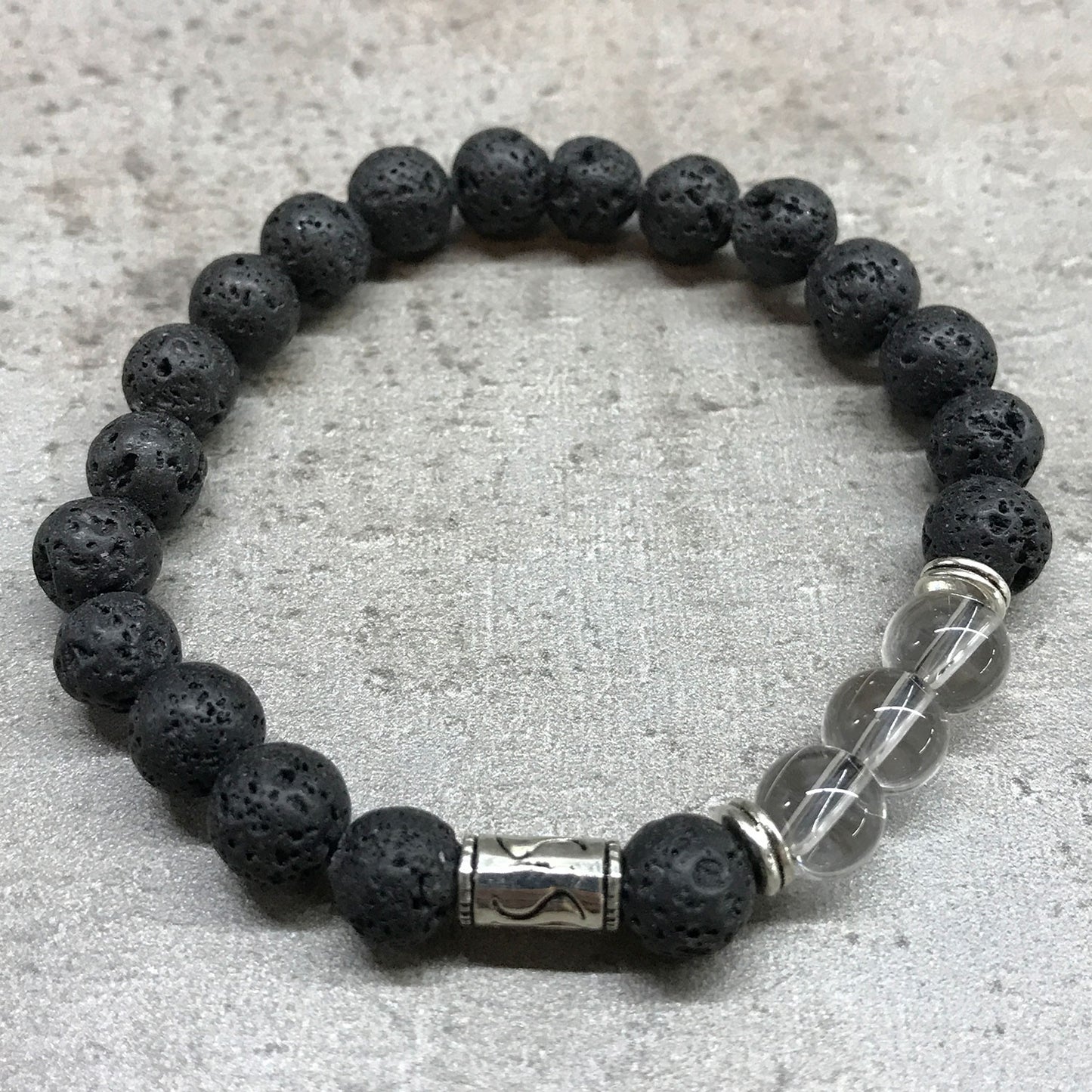 Lava Stone Bracelet - Tribal Clear Quartz