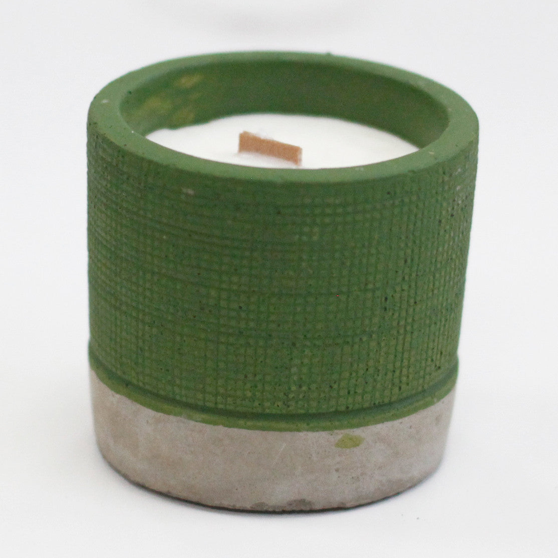 Pot Concrete Soy Woodwick Candle - Green - Sea Moss & Herbs