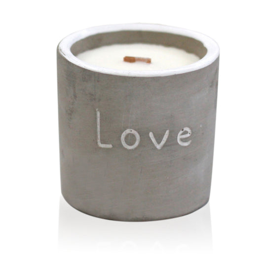 Medium Concrete Soy Woodwick Candle  - Love - Purple Fig & Casis