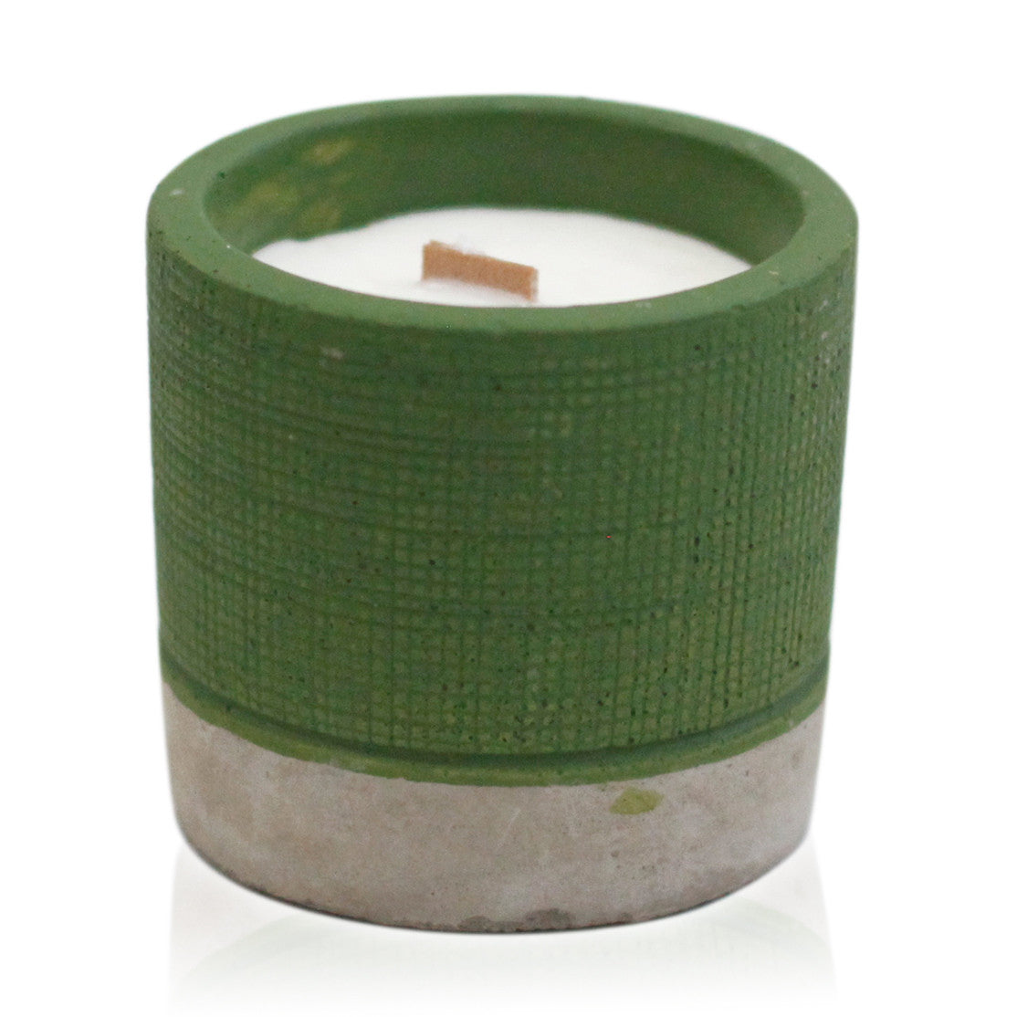 Pot Concrete Soy Woodwick Candle - Green - Sea Moss & Herbs