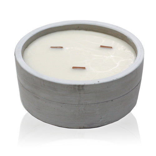 Large Concrete Soy Woodwick Candle - Patchouli & Dark Amber