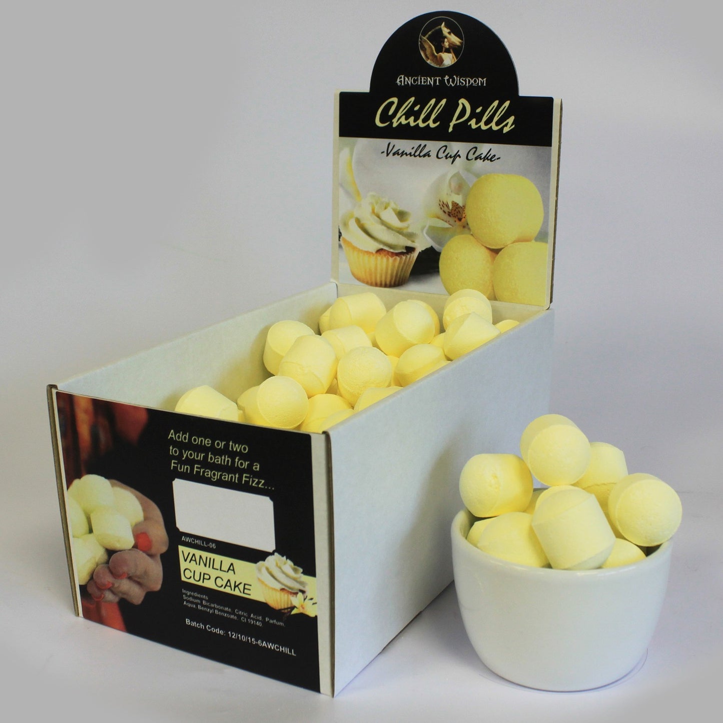 1.3Kg Box of Chill Pill Bath Bombs - Vanilla Cup Cake