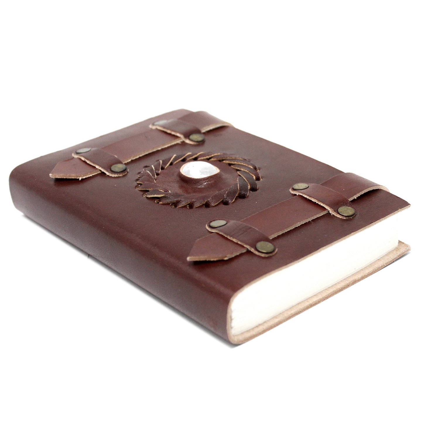 Leather Moonstone with Belts Notebook (200 Pages)