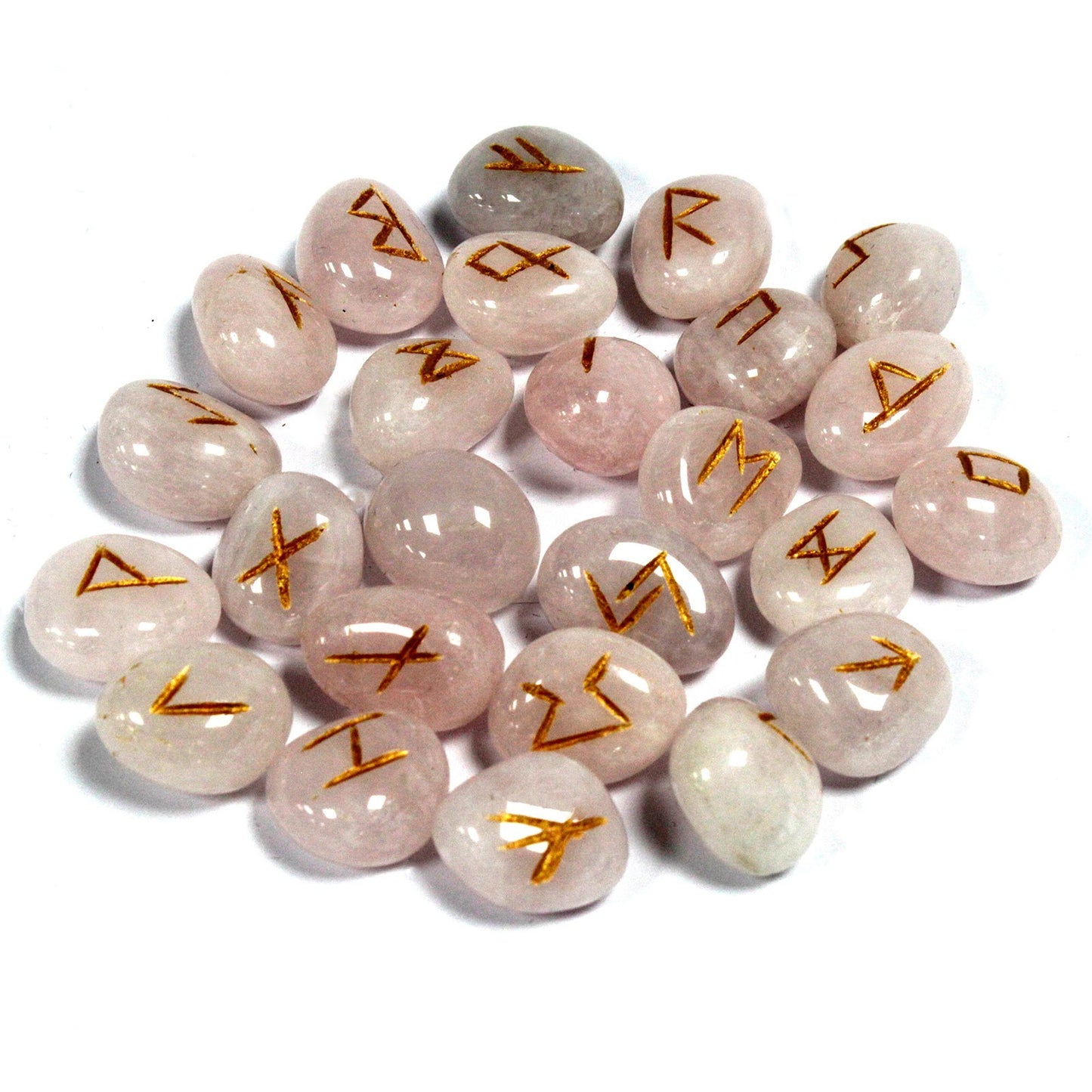 Indian Runes in Pouch - Rose Quartz