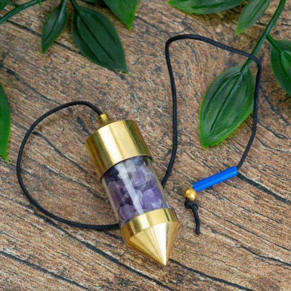 Amethyst Gemstone Capsule Pendulum (Gold)