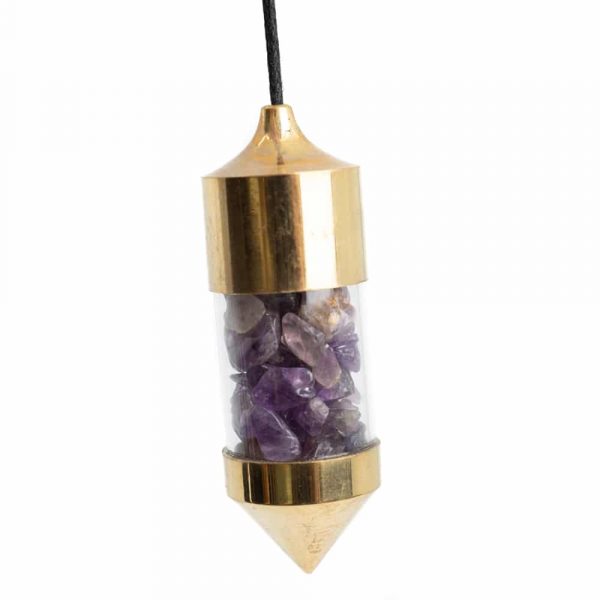 Amethyst Gemstone Capsule Pendulum (Gold)