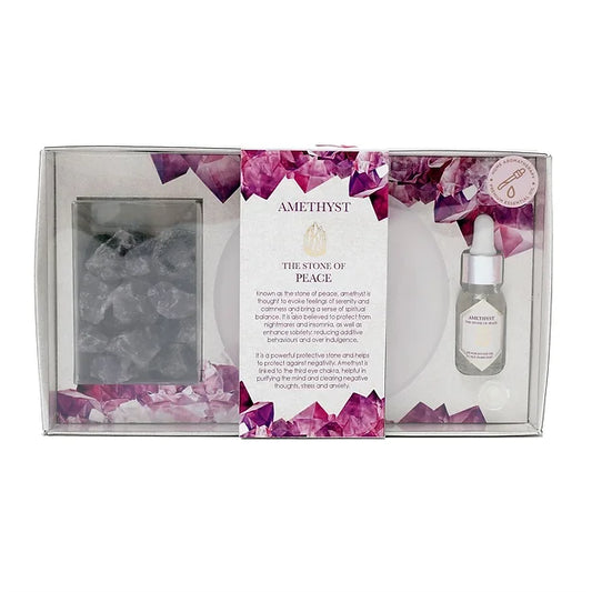 Amethyst Oil Diffuser set with Tray (Lavender)