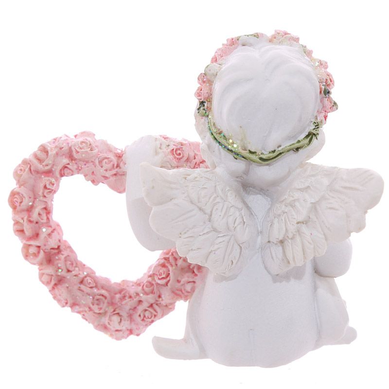 Cherub with Pink Rose Heart