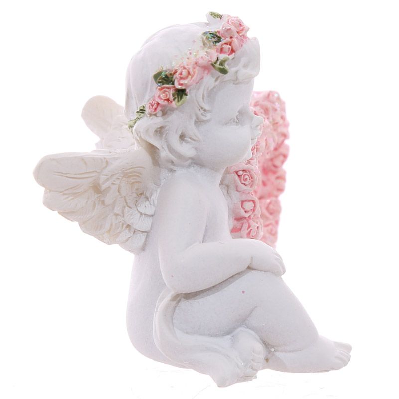 Cherub with Pink Rose Heart