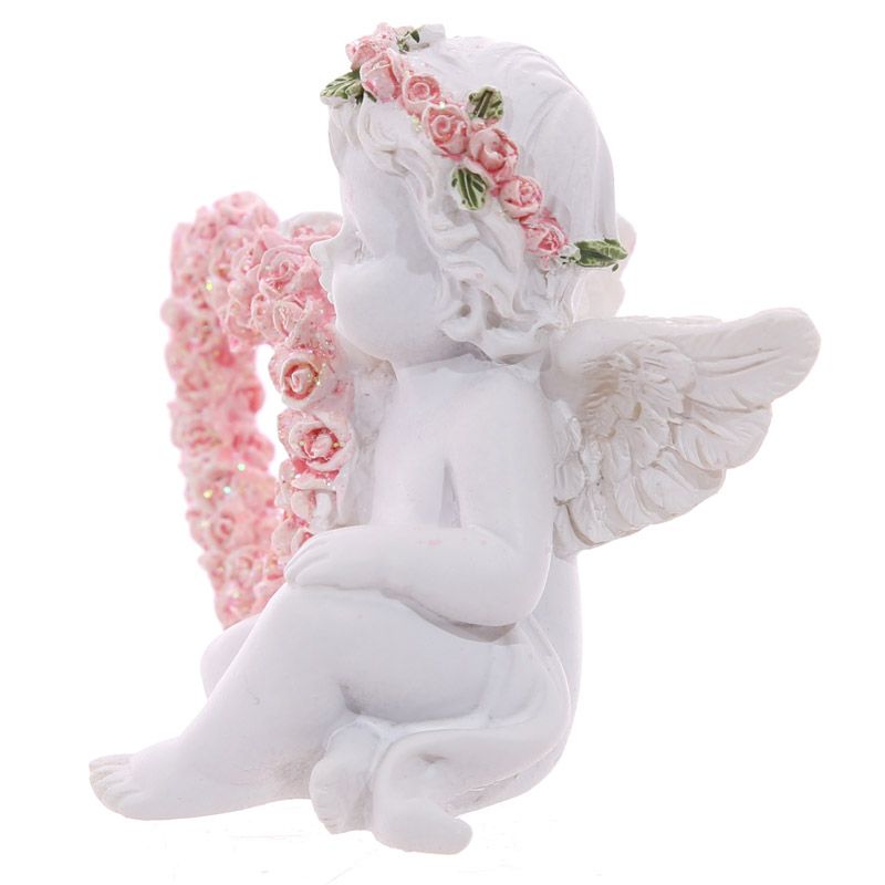 Cherub with Pink Rose Heart