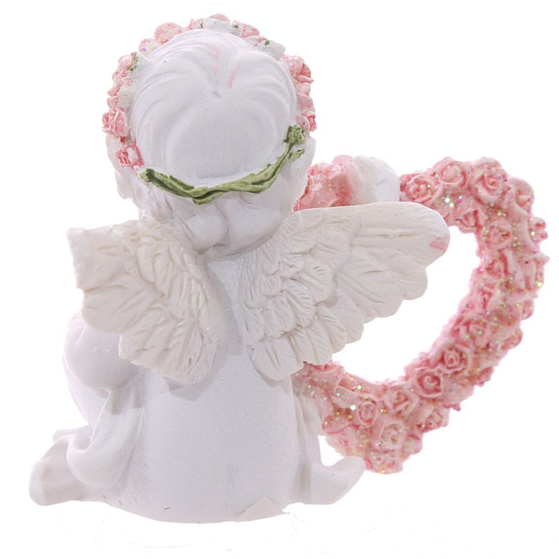 Cherub with Pink Rose Heart