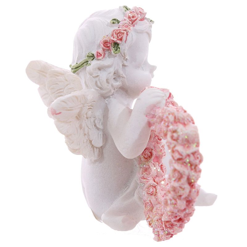 Cherub with Pink Rose Heart