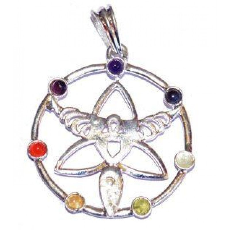 Silver Plated Chakra Angel Pendant