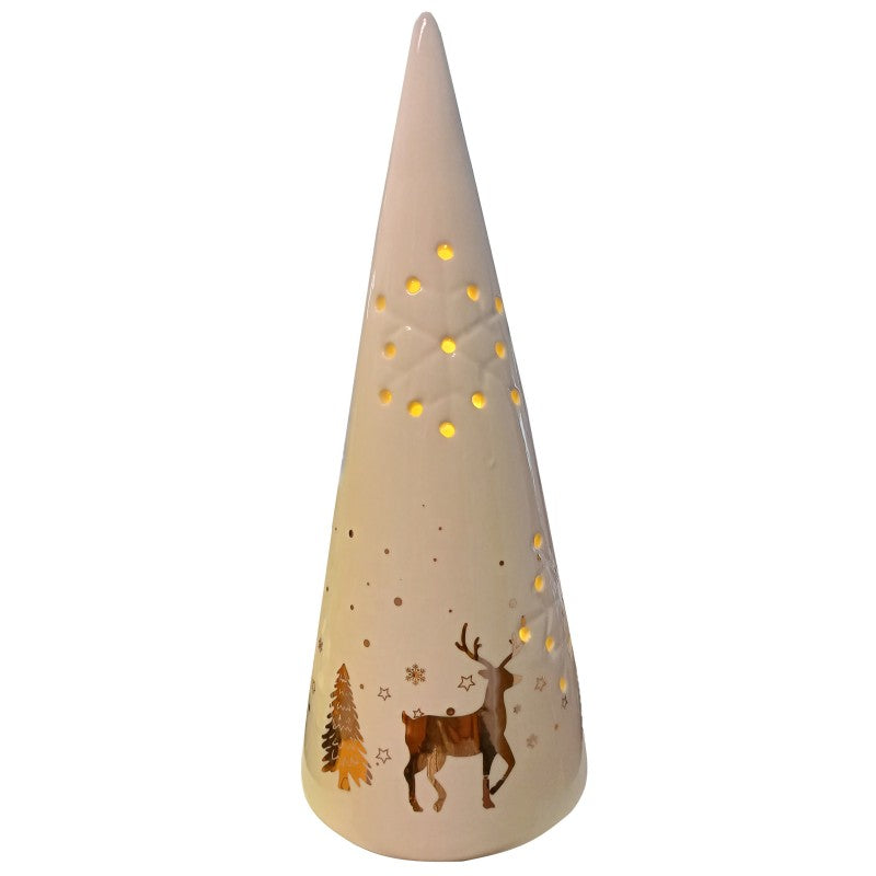 Ceramic Cone LED Christmas Ornament - 2 Sizes Available