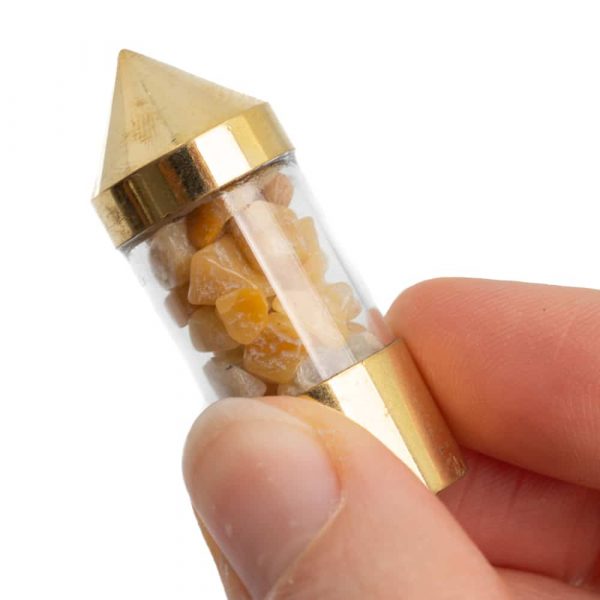 Citrine Gemstone Capsule Pendulum (Gold)