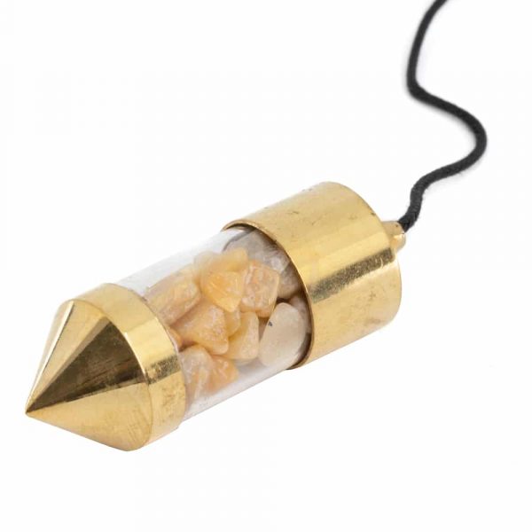 Citrine Gemstone Capsule Pendulum (Gold)