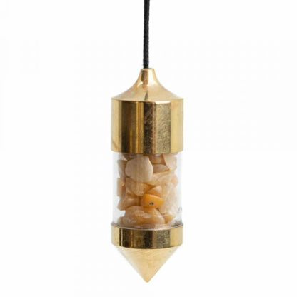 Citrine Gemstone Capsule Pendulum (Gold)