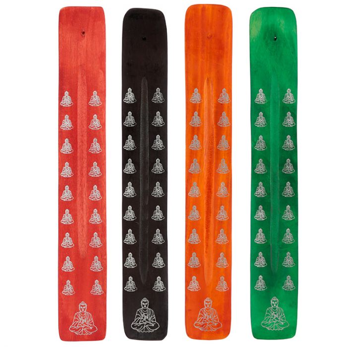 Buddha Style Wooden Incense Ash Catcher - Orange