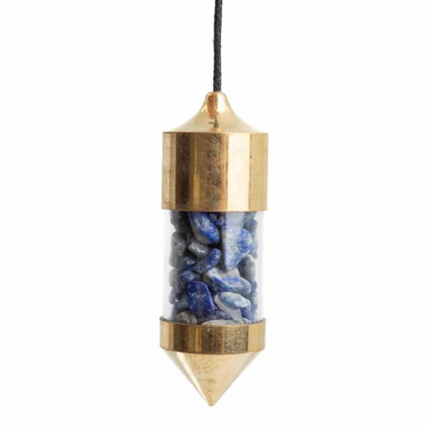 Lapis Gemstone Capsule Pendulum (Gold)