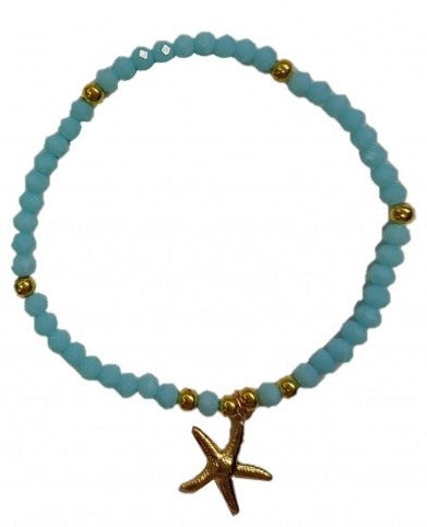 Larimar Crystal Chip Bracelet with Starfish Charm