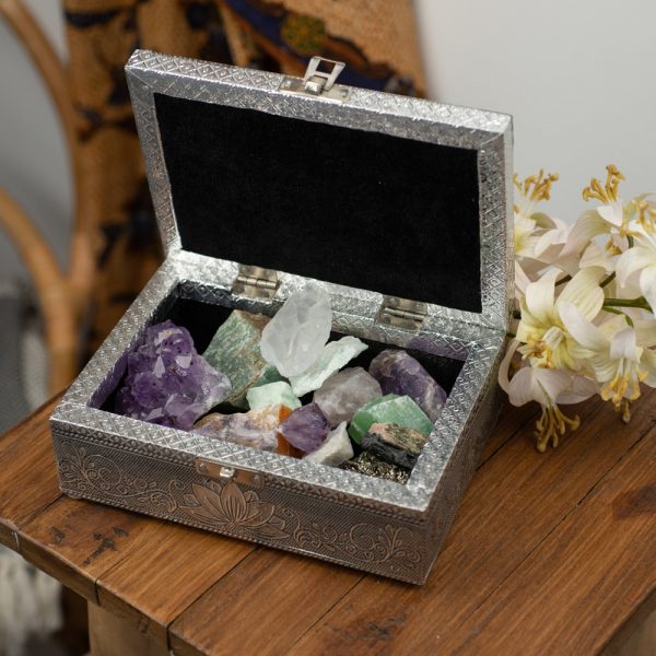 Lotus Styled Oracle Card Box (Silver)