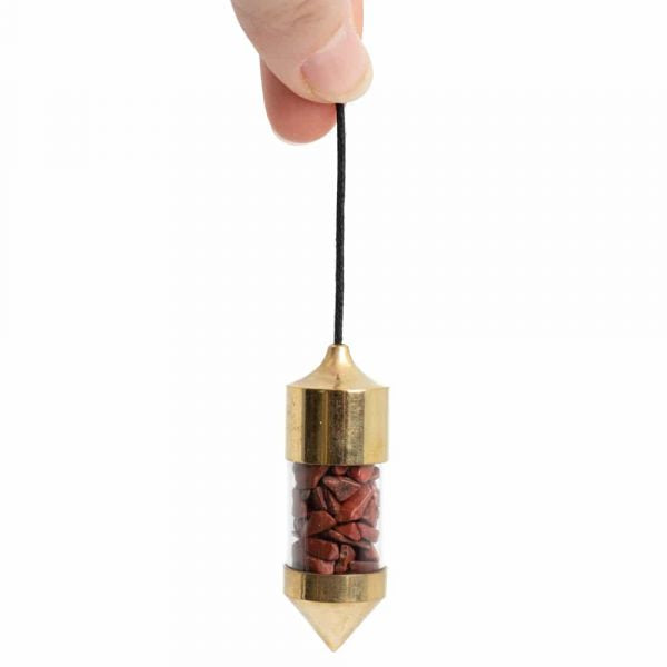 Red Jasper Gemstone Capsule Pendulum (Gold)