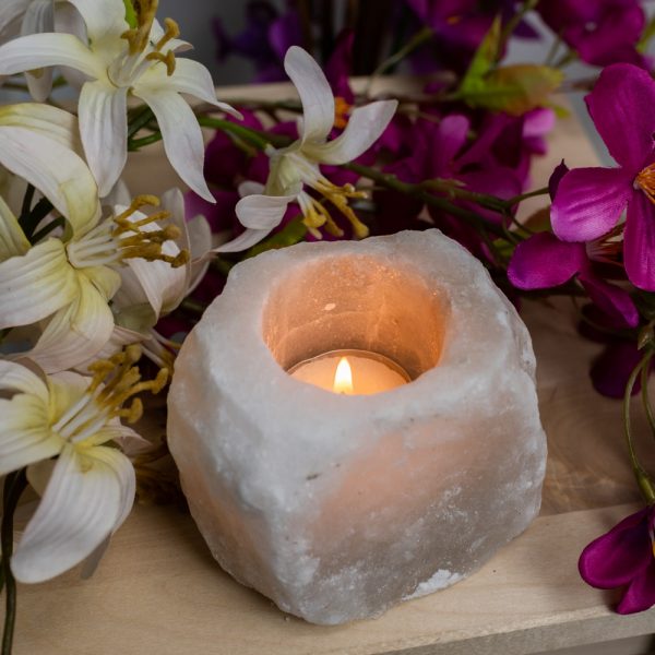 Himalayan Salt Tealight Holder - White