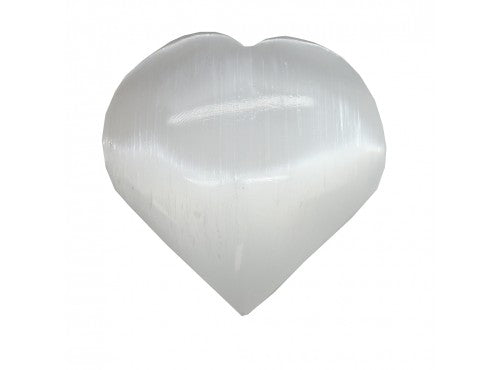 Selenite Heart with Lotus Flower Design