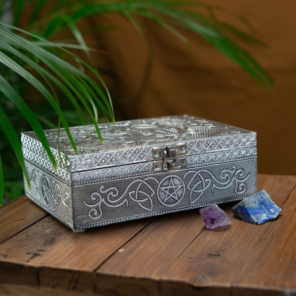 Pentagram Styled Oracle Card Box (Silver)