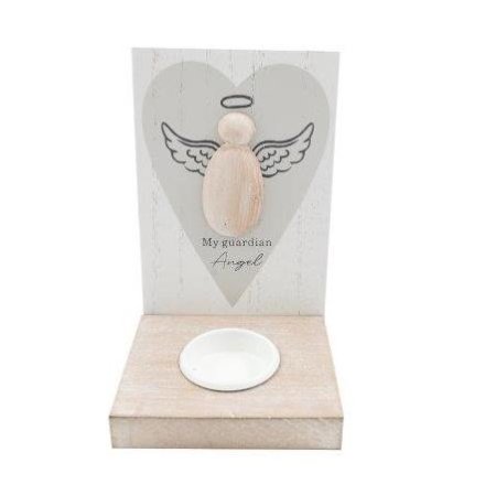 "My Guardian Angel" Wooden Tea Light Holder