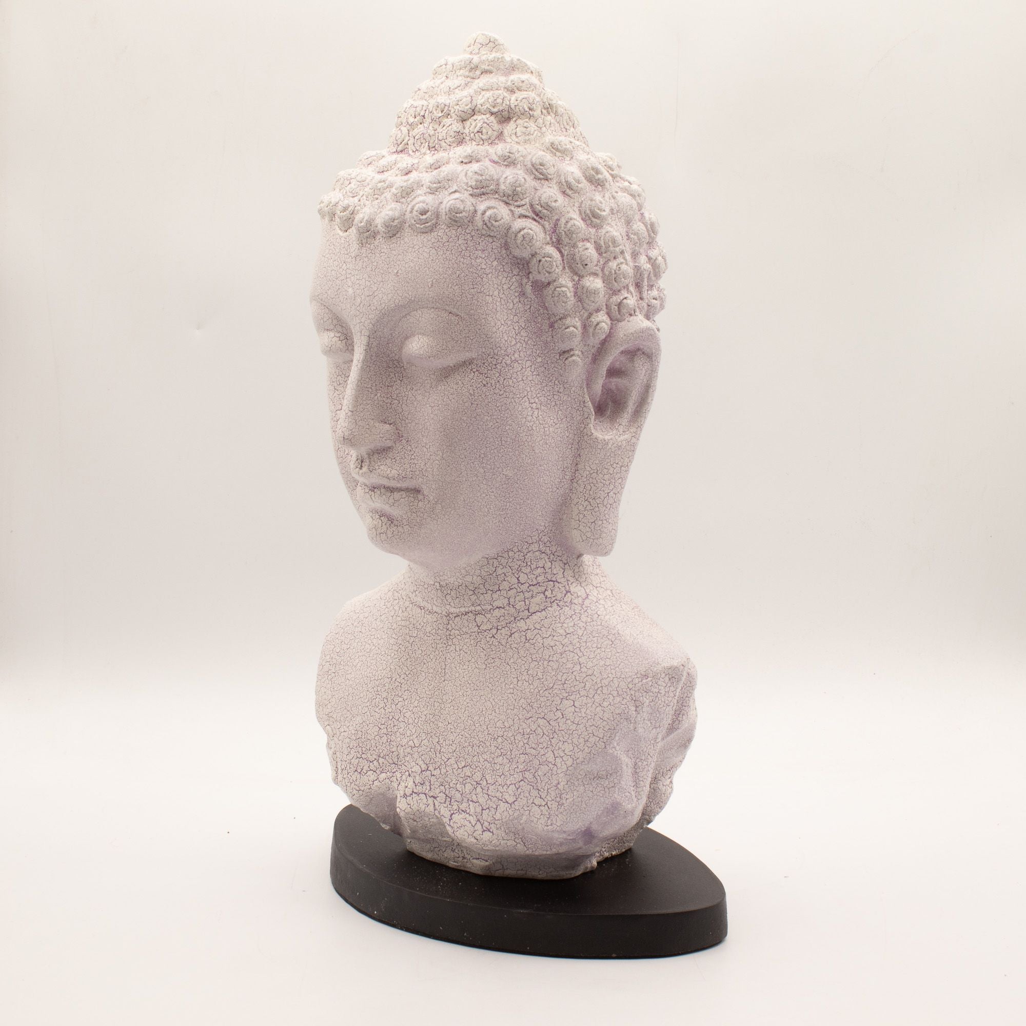 Buddha Bust Lamp Lavender Crackle - Oval Stand