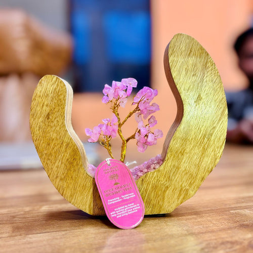 Gemstone Tree Garden - Mango Wood Open Ring - Rose Quartz - 60 chipstones