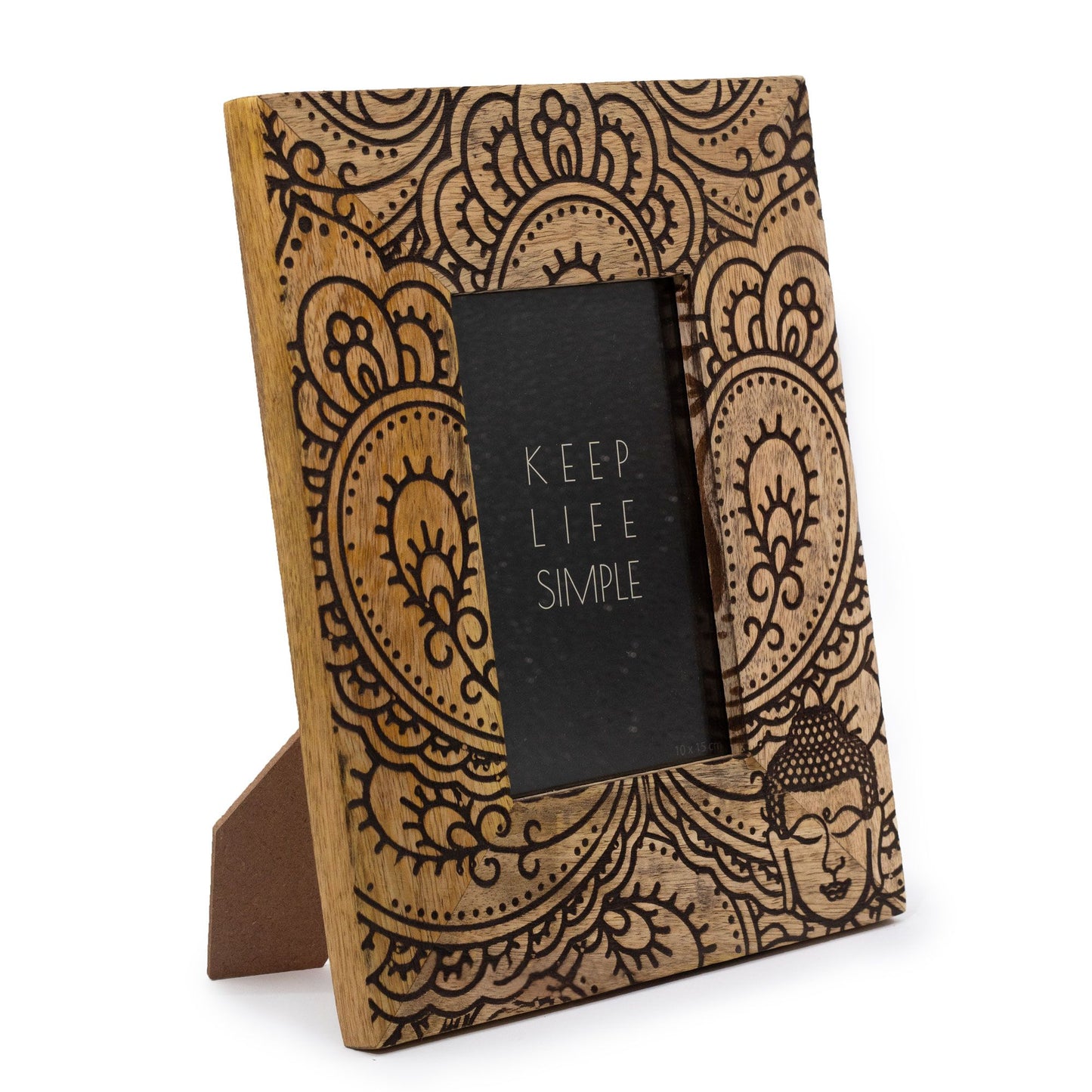 Medium Mango Wood Picture Frame (6x4in / 10x15cm Photo) - Buddha - Black