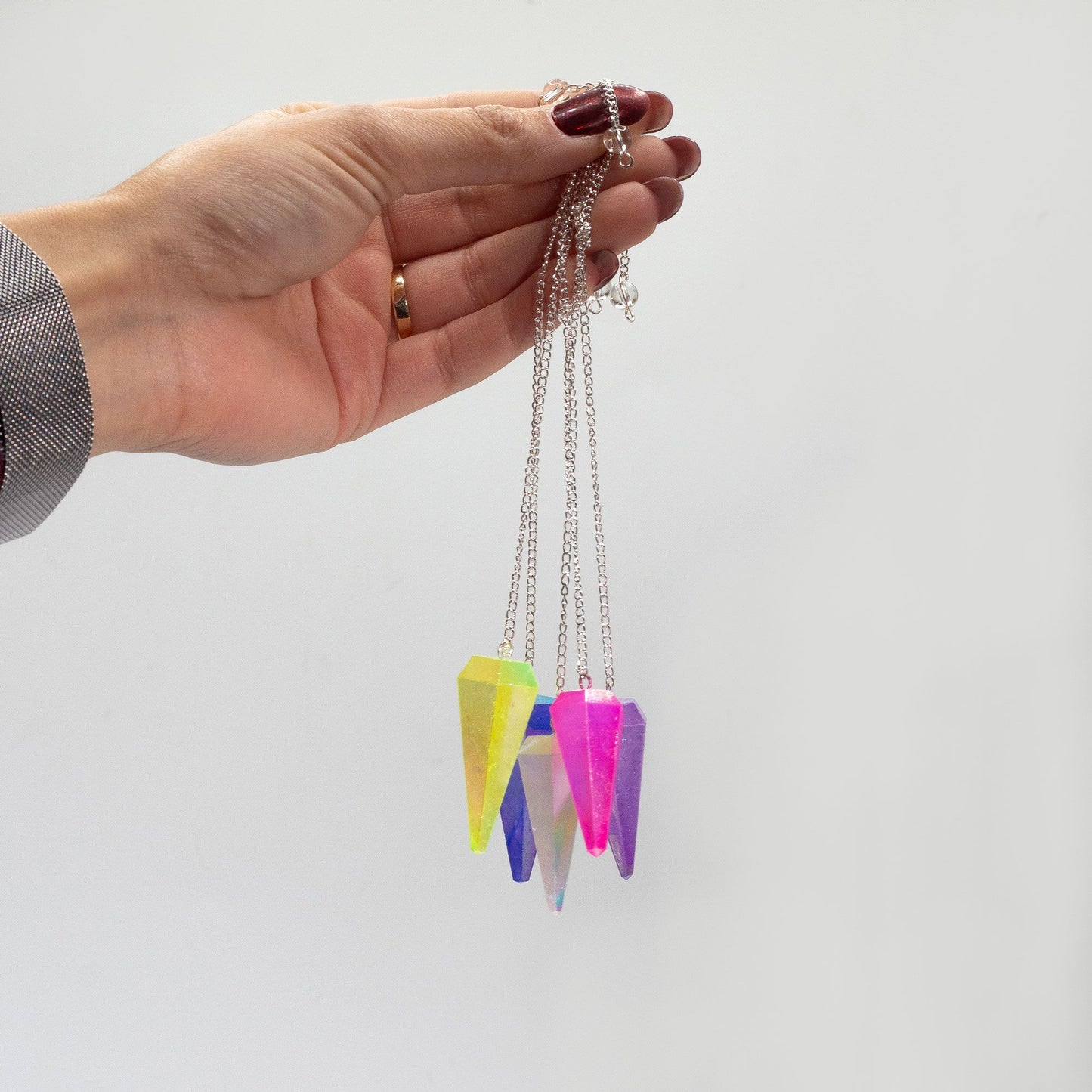 Aurora Crystal Six Sided Pendulum - Peach - 4cm