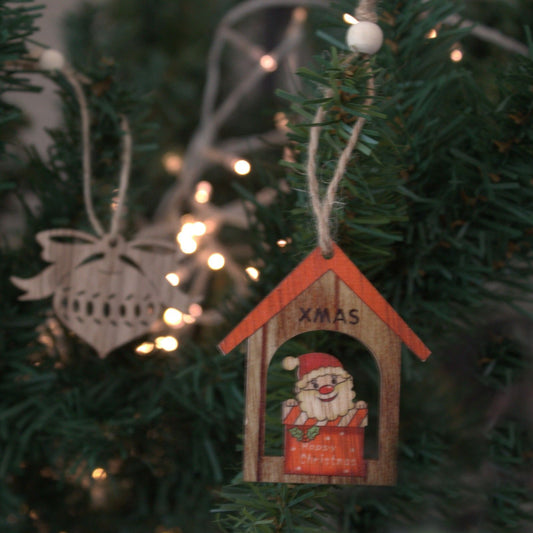 Christmas Wooden Craft Decoration - Xmas Santa Gift (Pack of 2)