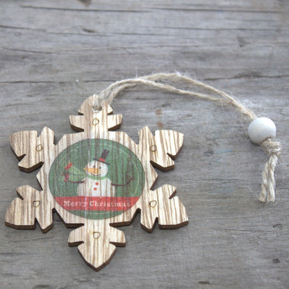 Christmas Wooden Craft Decoration - Snowflake & Snowman (Pack of 2)