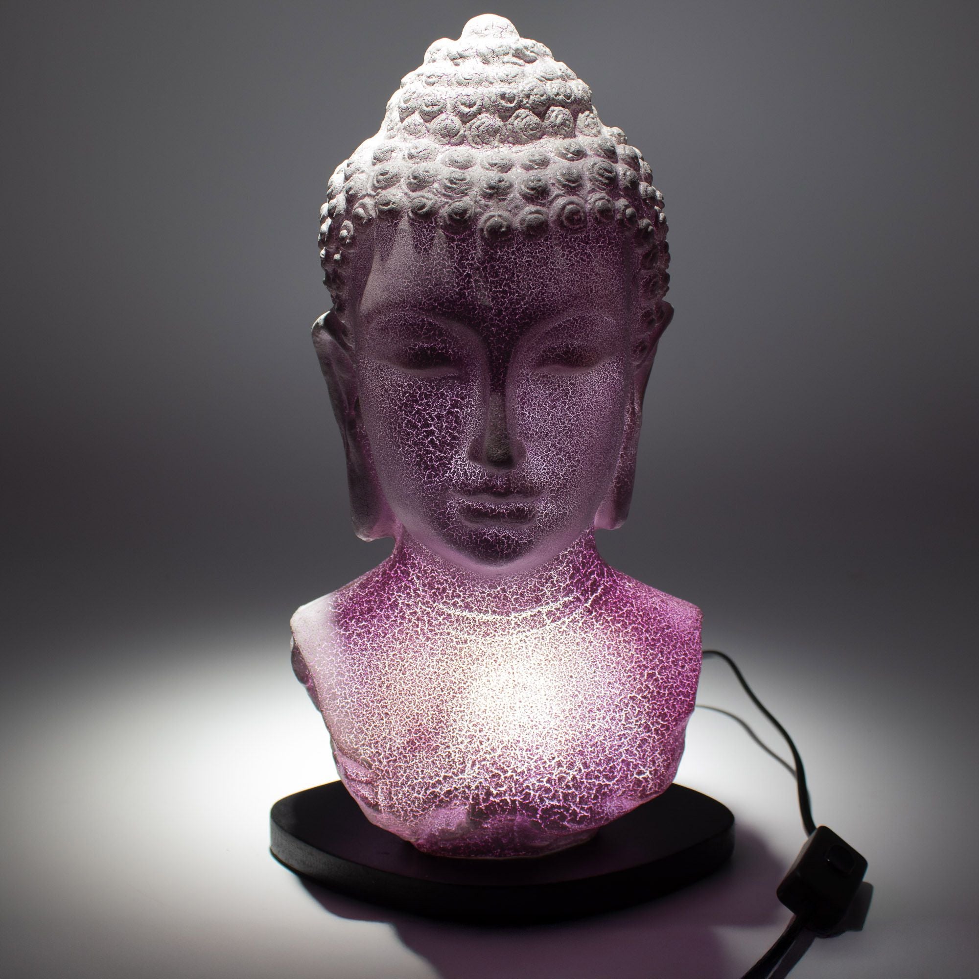 Buddha Bust Lamp Lavender Crackle - Oval Stand