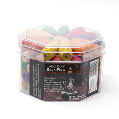 Long Backflow Incense Cones - Assorted Fragrances - 30 mins Burning time
