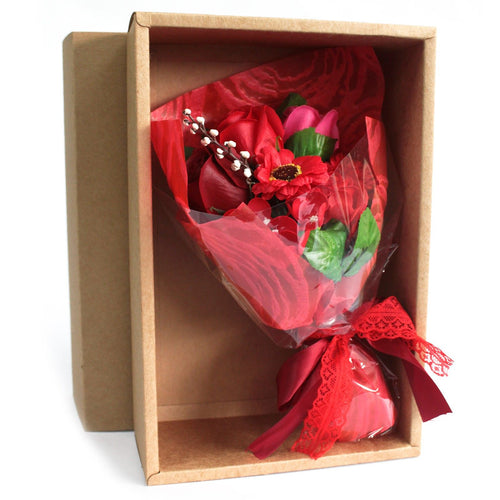 Boxed Hand Soap Flower Bouquet - Red - Special