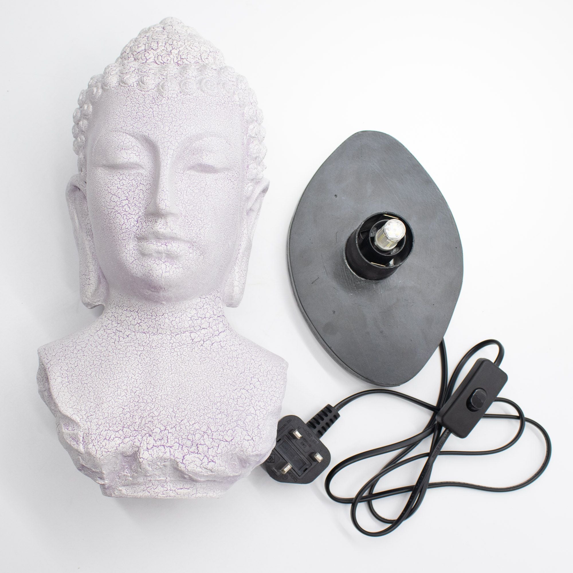 Buddha Bust Lamp Lavender Crackle - Oval Stand