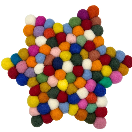 Felt Ball Star Centre Mat -  Multi Colour