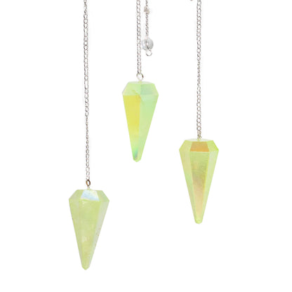 Aurora Crystal Six Sided Pendulum - Pale Green - 4cm