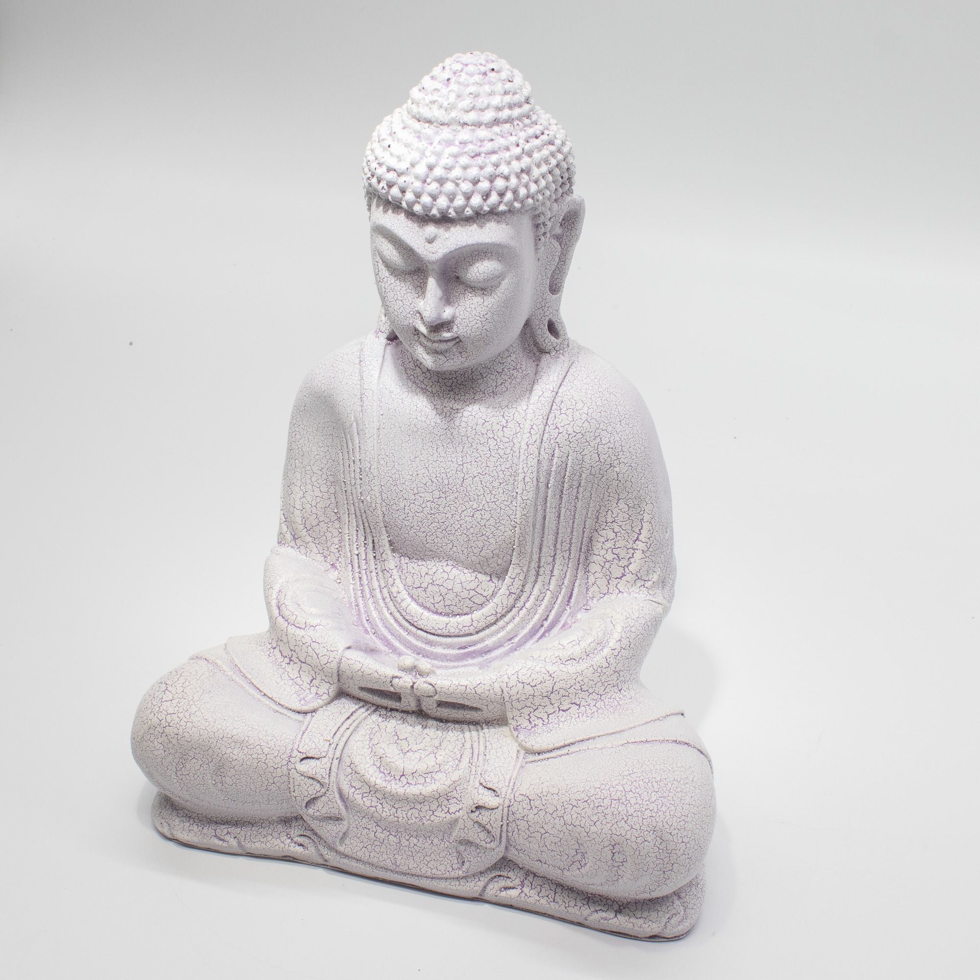 Meditation Buddha Lamp Lavender Crackle - Oval Stand